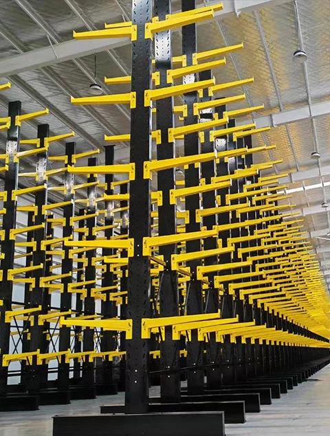 Cantilever racking for long loads such as pipes and timber