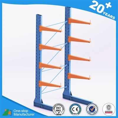 Single sided cantilever rack against warehouse wall